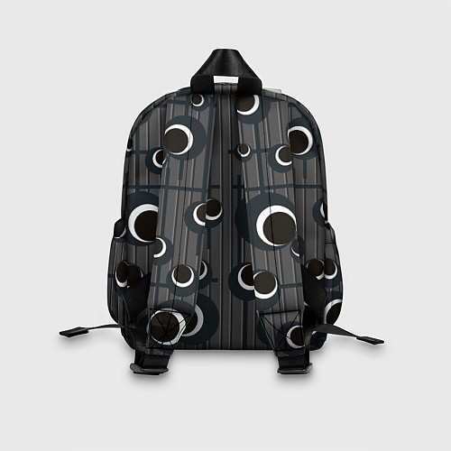 Детский рюкзак Черные и белые круги на сером / 3D-принт – фото 2