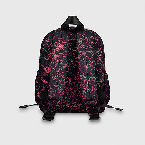 Детский рюкзак Цветочная тёмно-красный / 3D-принт – фото 2