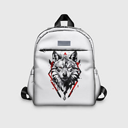 Детский рюкзак Волк в геометрическом стиле с красными глазами