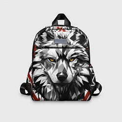 Детский рюкзак Черный волк - полигональная голова зверя