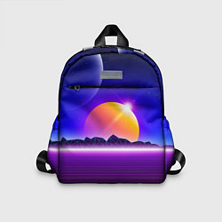 Детский рюкзак Mountains - sun - space - vaporwave, цвет: 3D-принт