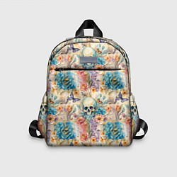 Детский рюкзак Череп в цветах с бабочками узор, цвет: 3D-принт