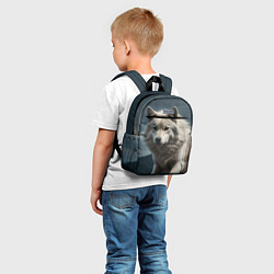 Детский рюкзак Белый волк вожак стаи, цвет: 3D-принт — фото 2