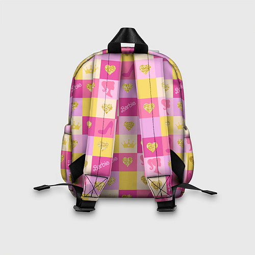 Детский рюкзак Барби: желтые и розовые квадраты паттерн / 3D-принт – фото 2