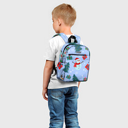 Детский рюкзак Снеговики с новогодними подарками паттерн, цвет: 3D-принт — фото 2
