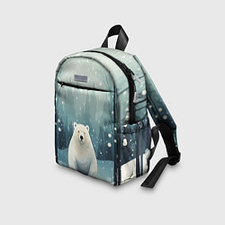 Детский рюкзак Мишка в зимнем лесу в стиле фолк-арт, цвет: 3D-принт — фото 2