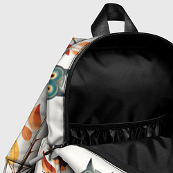 Детский рюкзак Совы в осеннем лесу в стиле фолк-арт, цвет: 3D-принт — фото 2
