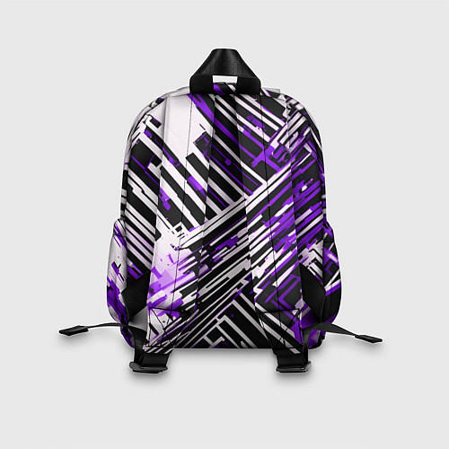 Детский рюкзак Киберпанк линии белые и фиолетовые / 3D-принт – фото 2
