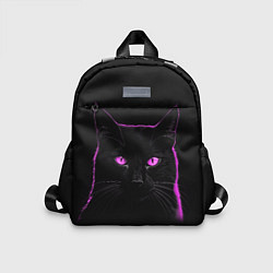 Детский рюкзак Черный кот в розовом свечении, цвет: 3D-принт
