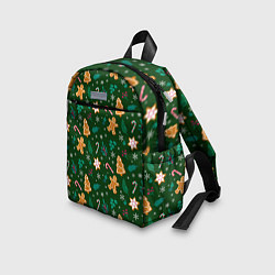 Детский рюкзак New year pattern with green background, цвет: 3D-принт — фото 2