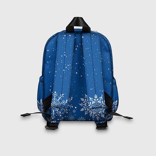 Детский рюкзак Текстура снежинок на синем фоне / 3D-принт – фото 2