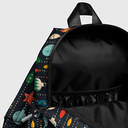 Детский рюкзак Новогодние ёлочные игрушки на черном фоне, цвет: 3D-принт — фото 2