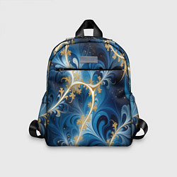 Детский рюкзак Глубокая синева и золотые узоры, цвет: 3D-принт