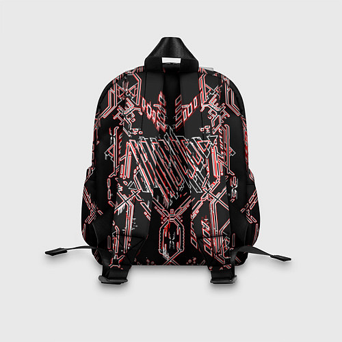 Детский рюкзак Чёрные линии с красной обводкой / 3D-принт – фото 2