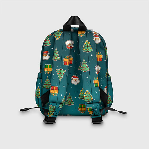 Детский рюкзак Подарки новогодние елки и Санта - паттерн градиент / 3D-принт – фото 2
