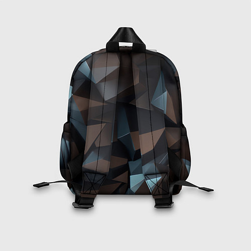 Детский рюкзак Черная геометрическая абстракция - объемные грани / 3D-принт – фото 2