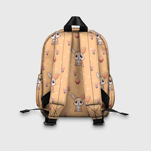 Детский рюкзак Узор с зайчиками на персиковом фоне / 3D-принт – фото 2