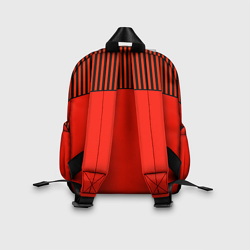 Детский рюкзак Оранжево черный комбинированный узор в полоску / 3D-принт – фото 2