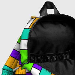 Детский рюкзак Геометрический зелёно-фиолетовый, цвет: 3D-принт — фото 2