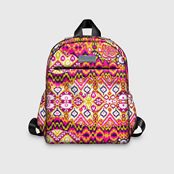 Детский рюкзак Розовый орнамент имитация ткань икат, цвет: 3D-принт