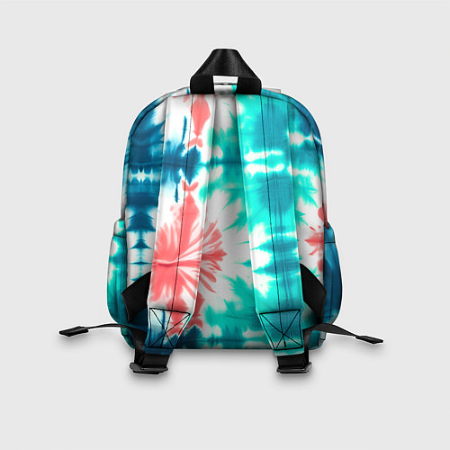 Детский рюкзак Тай дай разводы бирюзовые с коралловым и синим / 3D-принт – фото 2