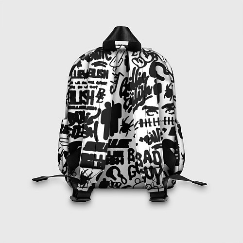 Детский рюкзак Билли Айлиш автографы черно белый / 3D-принт – фото 2