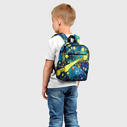 Детский рюкзак Абстракция в жёлто синих тонах с кругами и линиями, цвет: 3D-принт — фото 2