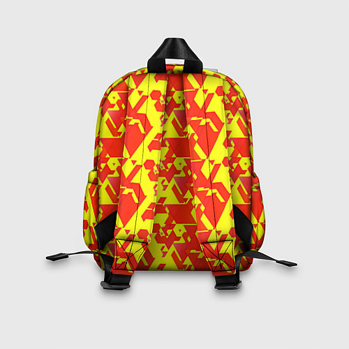 Детский рюкзак Красные фигуры на жёлтом фоне / 3D-принт – фото 2