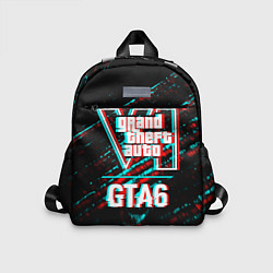 Детский рюкзак GTA6 в стиле glitch и баги графики на темном фоне