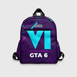 Детский рюкзак Символ GTA 6 в неоновых цветах на темном фоне