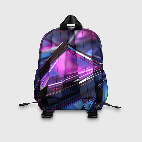 Детский рюкзак Фиолетовые абстрактные треугольники / 3D-принт – фото 2