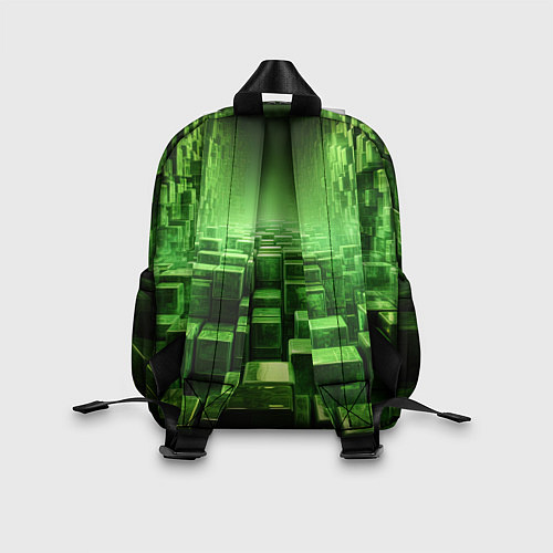 Детский рюкзак Зеленые квадраты в лабиринте / 3D-принт – фото 2