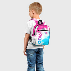 Детский рюкзак GTA6 neon gradient style вертикально, цвет: 3D-принт — фото 2