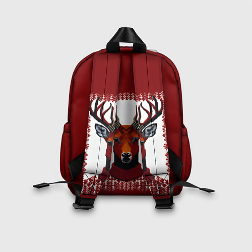 Детский рюкзак Олень на красном фоне / 3D-принт – фото 2