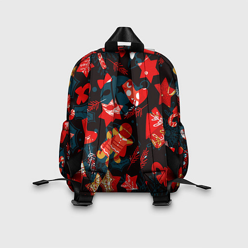 Детский рюкзак Рождественские узоры красные / 3D-принт – фото 2