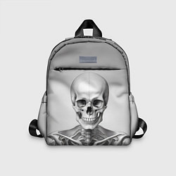 Детский рюкзак Скелет черно белый, цвет: 3D-принт