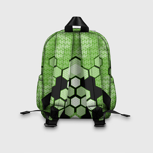 Детский рюкзак Зелёная кибер броня hexagons / 3D-принт – фото 2