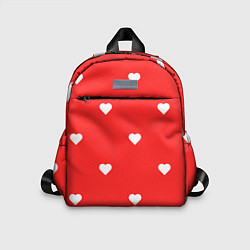 Детский рюкзак Белые сердца на красном фоне, цвет: 3D-принт