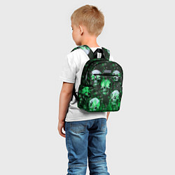 Детский рюкзак Зелёные черепа на зелёном фоне, цвет: 3D-принт — фото 2