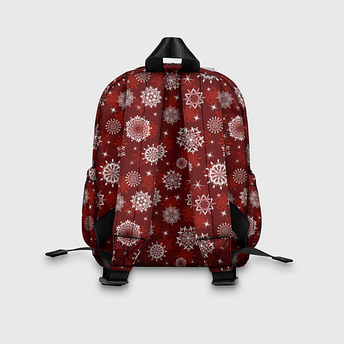 Детский рюкзак Snowflakes on a red background / 3D-принт – фото 2