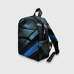 Детский рюкзак Черная абстракция с синим неоновым ярким свечением, цвет: 3D-принт — фото 2