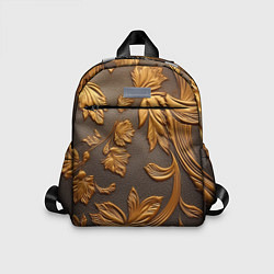 Детский рюкзак Лепнина золотые узоры на черном, цвет: 3D-принт