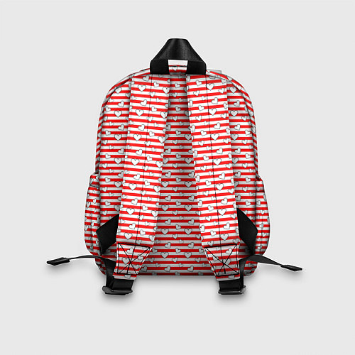 Детский рюкзак Маленькие сердечки красный полосатый / 3D-принт – фото 2