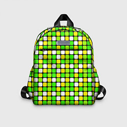 Детский рюкзак Салатовые и белые квадраты, цвет: 3D-принт