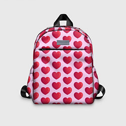 Детский рюкзак Красные сердца на розовом фоне, цвет: 3D-принт