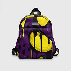 Детский рюкзак Желтые яркие пятна краски на фиолетовом, цвет: 3D-принт