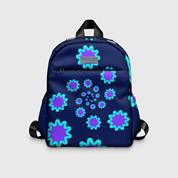 Детский рюкзак Спираль фиолетовых звезд с циан контуром на темном
