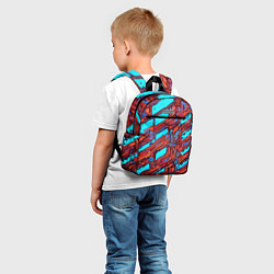 Детский рюкзак Красные фрагменты на голубом фоне, цвет: 3D-принт — фото 2