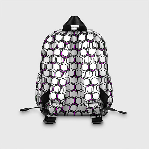 Детский рюкзак Киберпанк узор из шестиугольников розовый / 3D-принт – фото 2