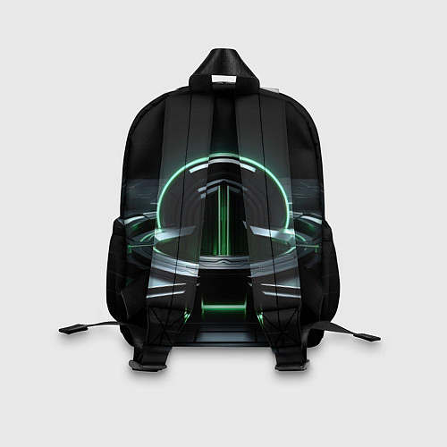 Детский рюкзак Футуристическая абстракция с зеленым неоновым свет / 3D-принт – фото 2